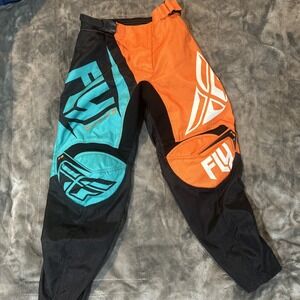 Fly Racing F-16 Youth Motocross Pant Size 18 Teal Orange Black MX Dirt Bike Gear